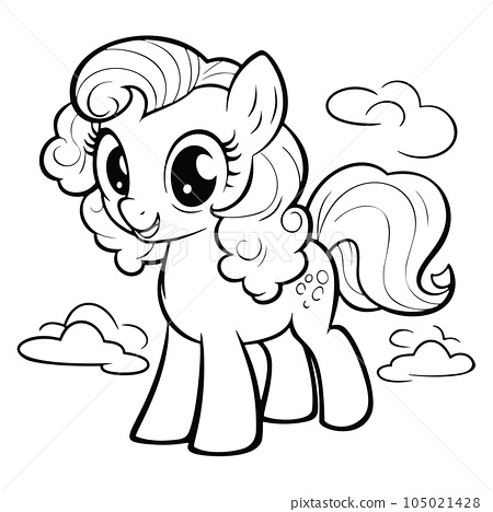 Kawaii pony coloring page