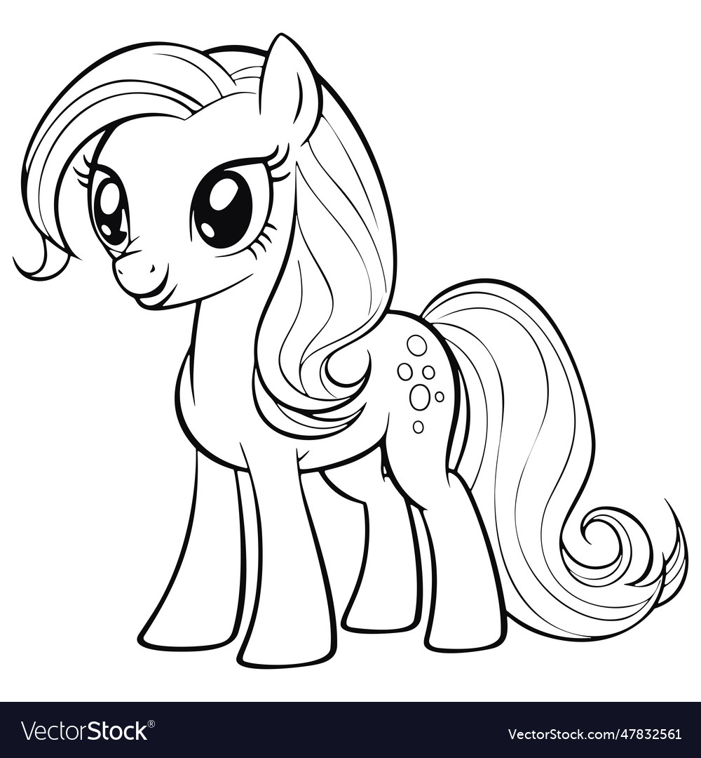 Kawaii pony coloring page royalty free vector image