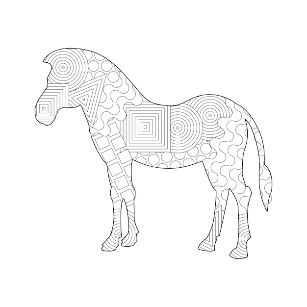 Premium vector frame silhouette of a horse for coloring with colored paints or pencils