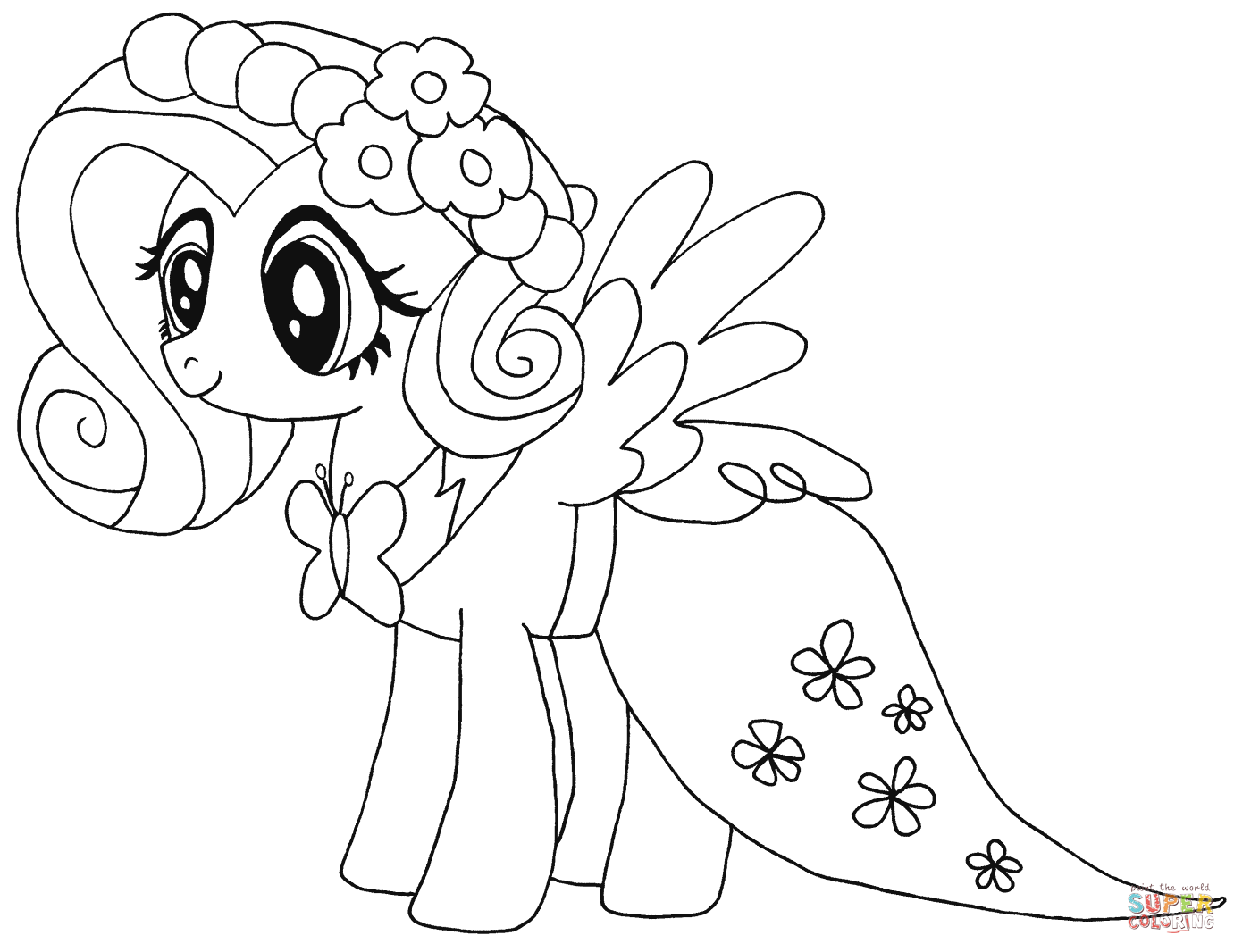 My little pony fluttershy coloring page free printable coloring pages