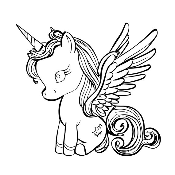 Unicorn pony printable coloring pages for kids