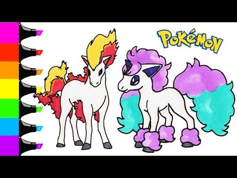 Pokãmon speed coloring ponyta and ponyta galarian version i fun colouring for kids