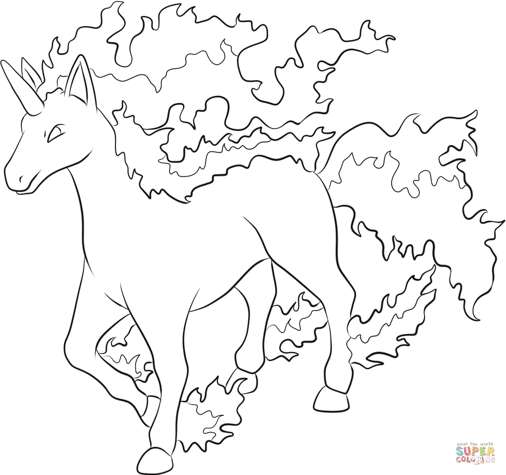 Rapidash coloring page free printable coloring pages