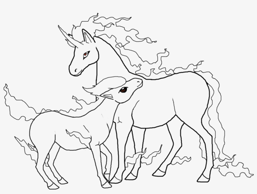 Rapidash and ponyta lineart by azurewave on deviantart