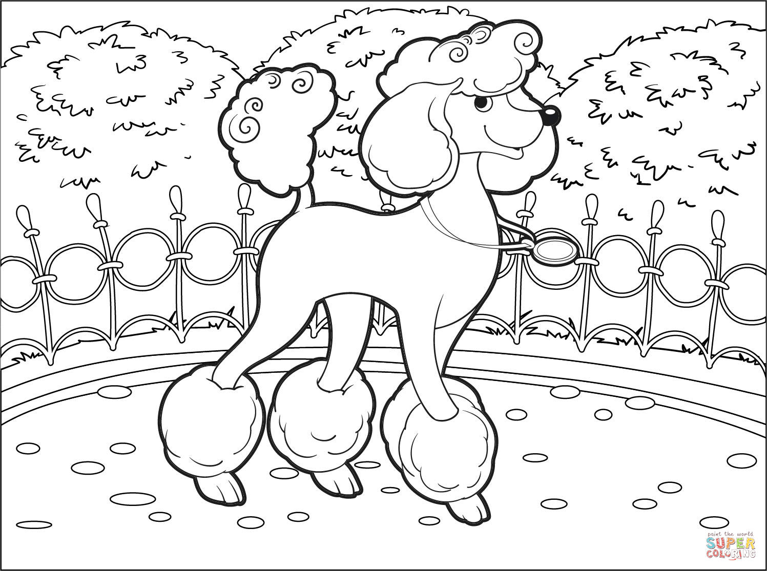 Poodle coloring page free printable coloring pages