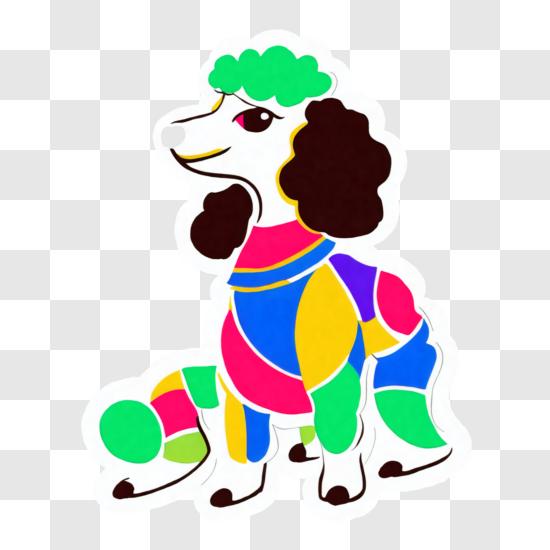 Download adorable picture of a colorful poodle in a rainbow outfit png online