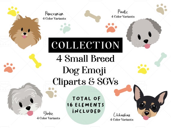 Small breed dogs portrait clipart png sgv chihuahua poodle pomeranian yorkie instant download personal and mercial use available