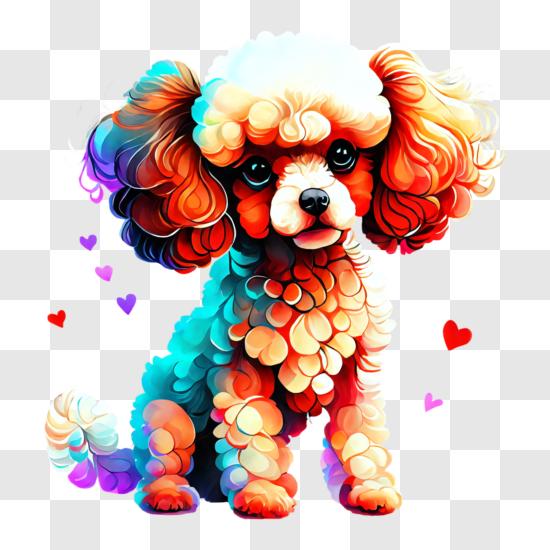 Download colorful poodle dog with curly hair png online