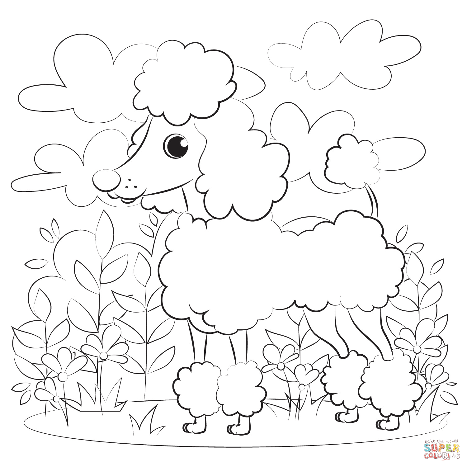 Poodle coloring page free printable coloring pages