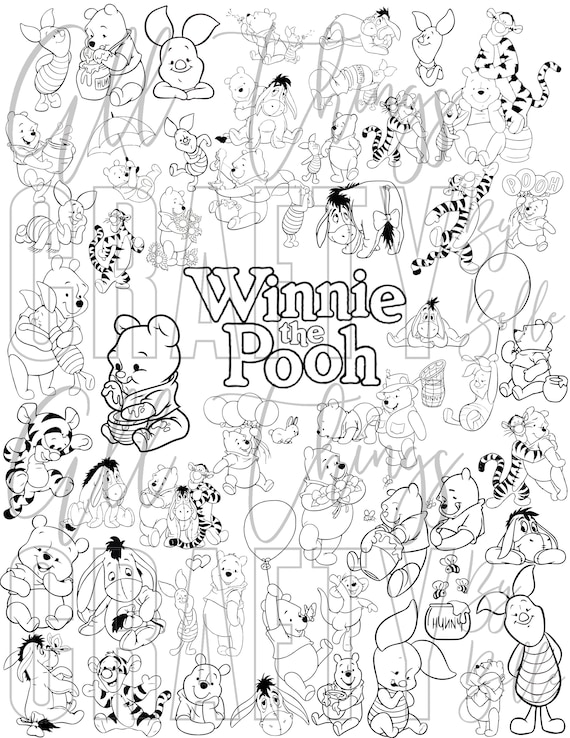 Winnie the pooh coloring sheets digital pdf coloring pages