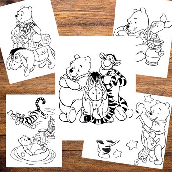 Winnie the pooh and friends coloring pages printable for kids by kalidpages