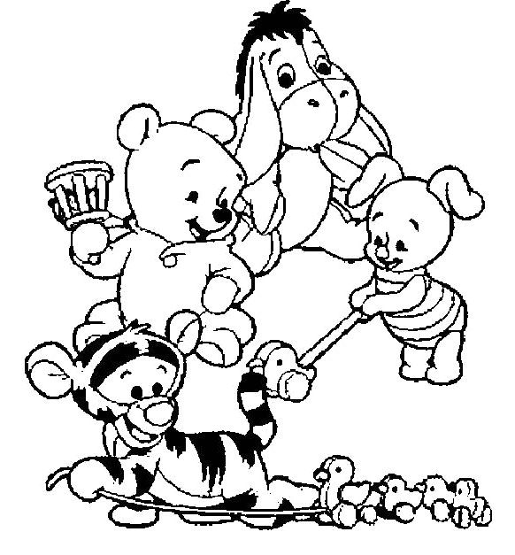 Cute baby winnie pooh with friends coloring pages baby coloring pages winnie the pooh drawing bear coloring pages