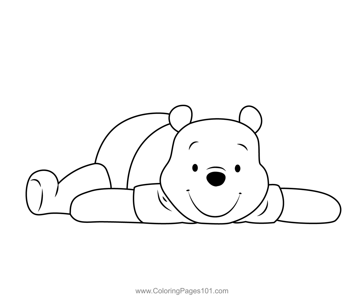 Pooh bear smiling coloring page for kids