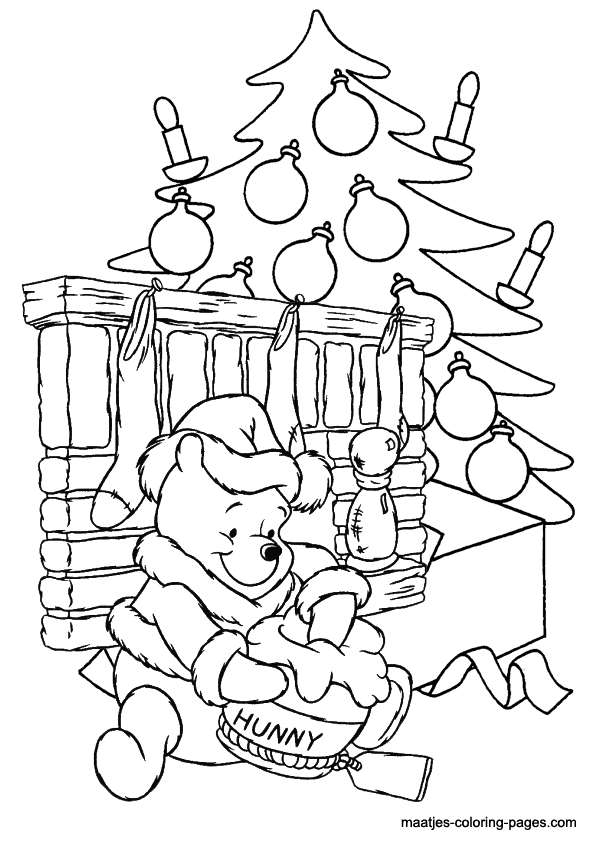 Winnie the pooh christmas coloring pages