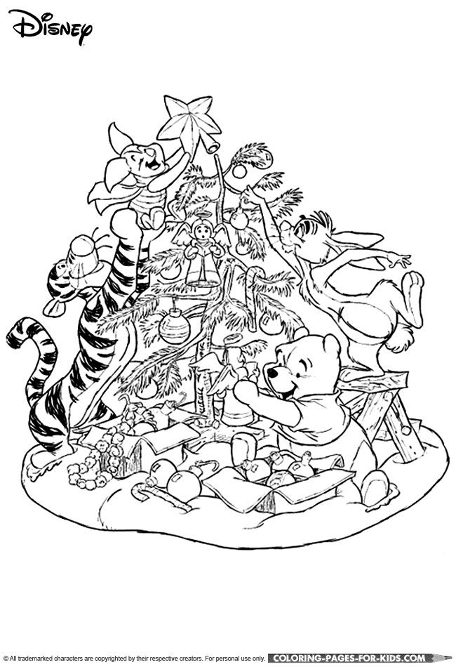 Winnie the pooh christmas decorating coloring page for kids winnie the pooh christmas coloring pages christmas colors