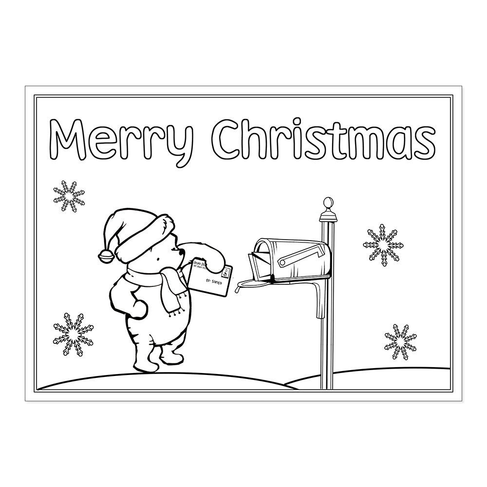 Winnie the pooh christmas coloring cards set of â the invite lady