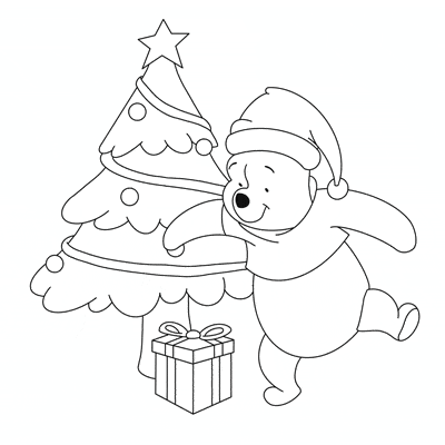 Download winnie the pooh christmas coloring page