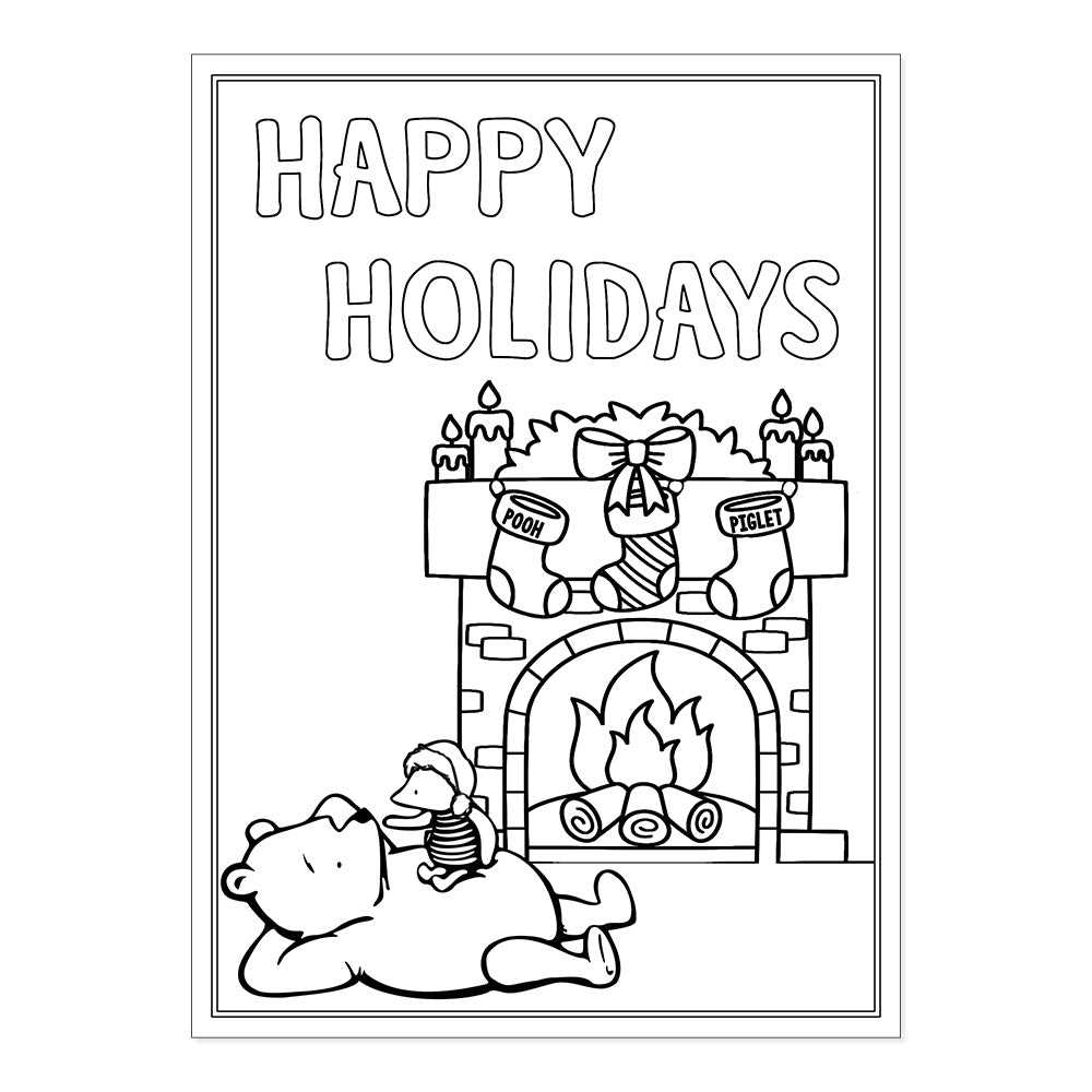 Winnie the pooh christmas coloring cards set of â the invite lady