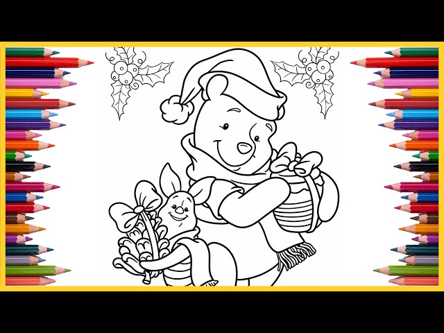 Winnie the pooh christas coloring pages how to color the pooh and piglet fro disney