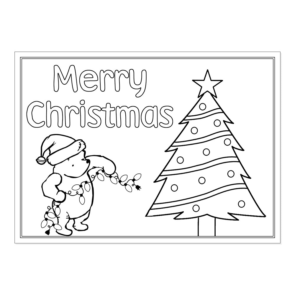 Winnie the pooh christmas coloring cards set of â the invite lady