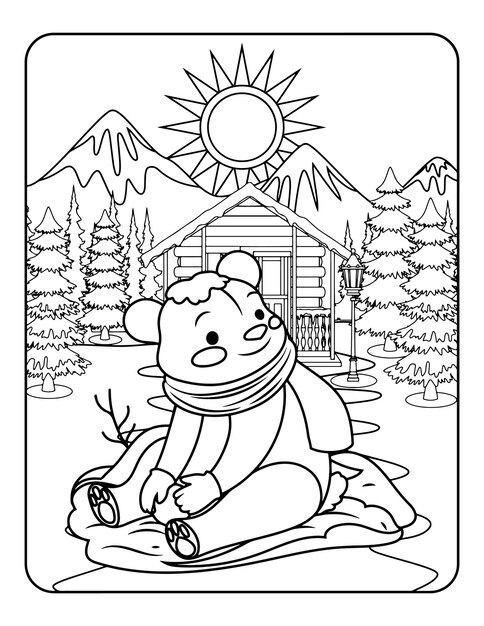 Premium vector christmas winter coloring valentines day coloring pages for kids love coloring page coloring book