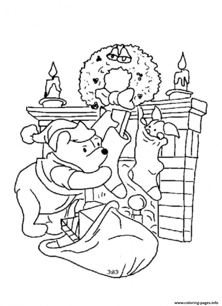 Winnie the pooh and piglet christmas for kidsc coloring page printable