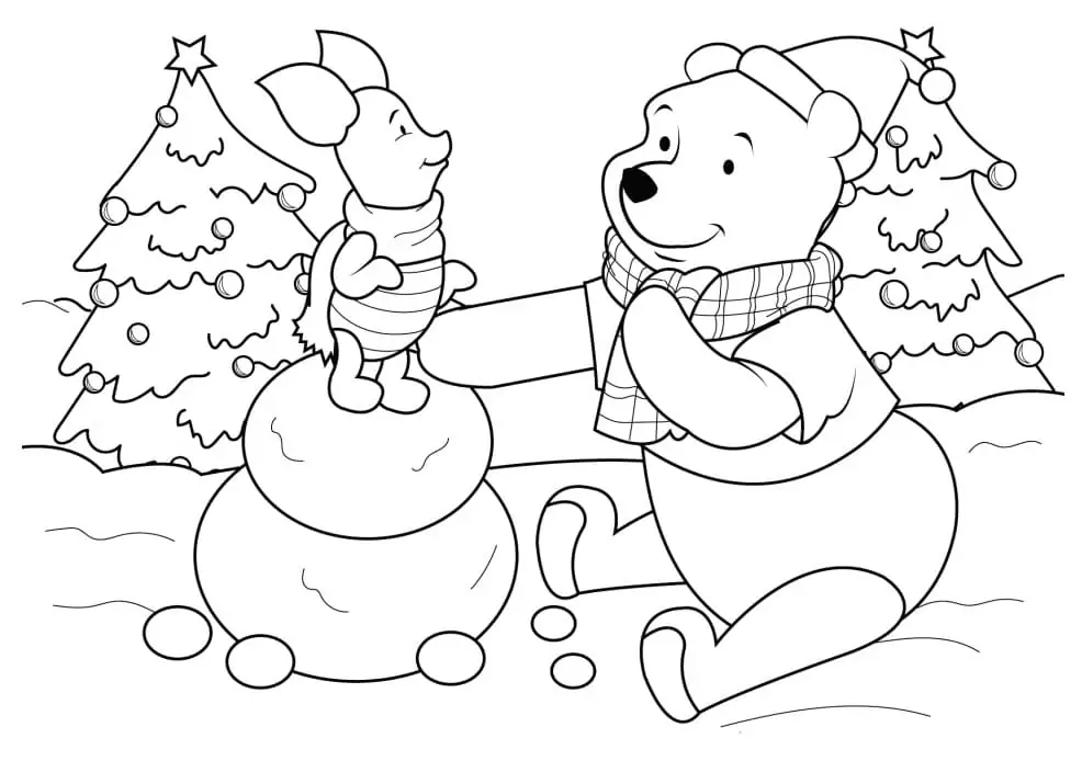 Pooh and piglet disney christmas fãrbung seite