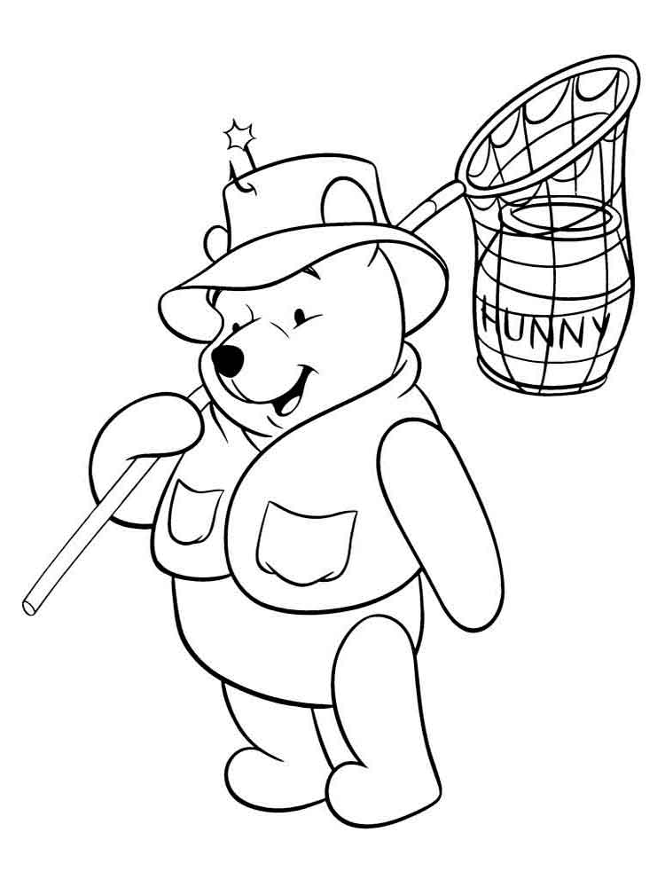 Winnie the pooh going with a honey barrel coloring page