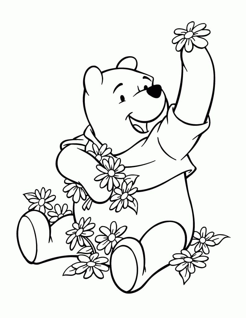 Happy pooh coloring page