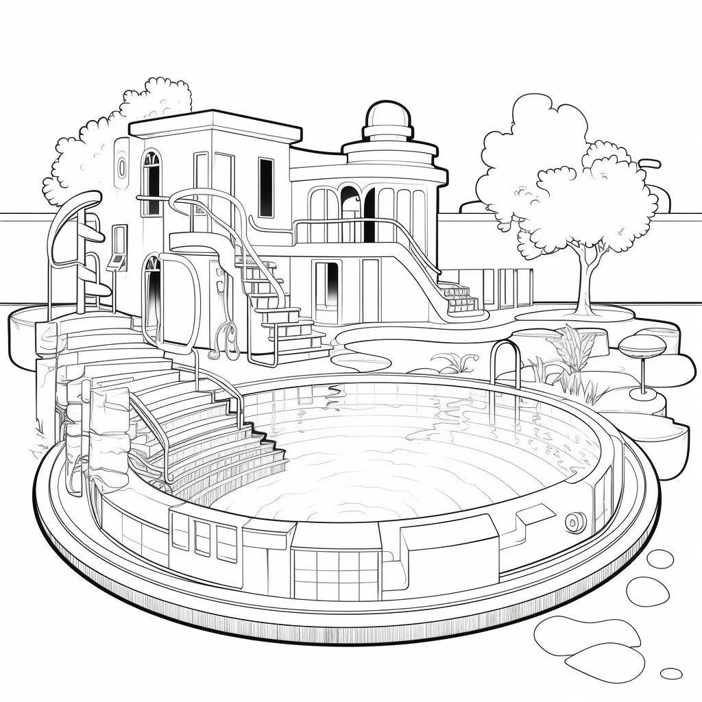 Swimming pool coloring pages