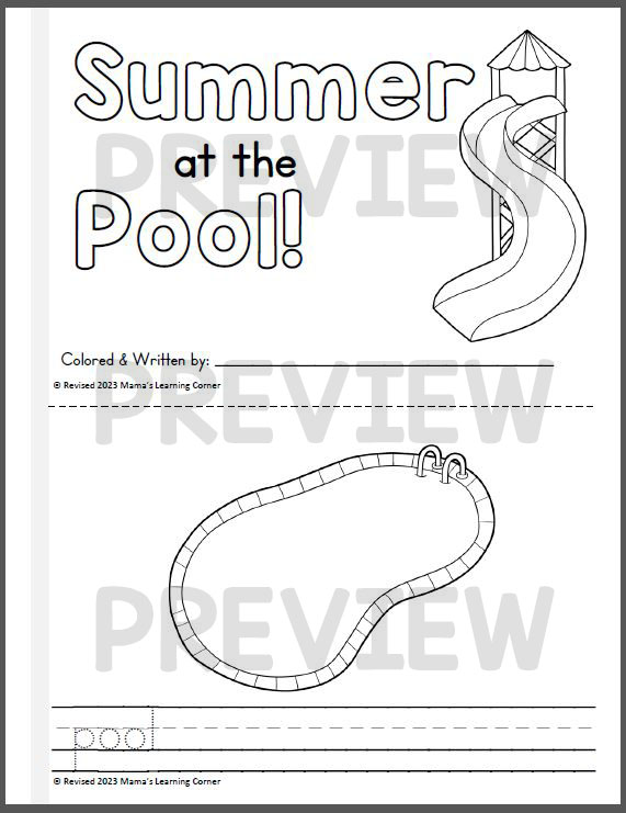 Summer coloring pages at the pool made by teachers