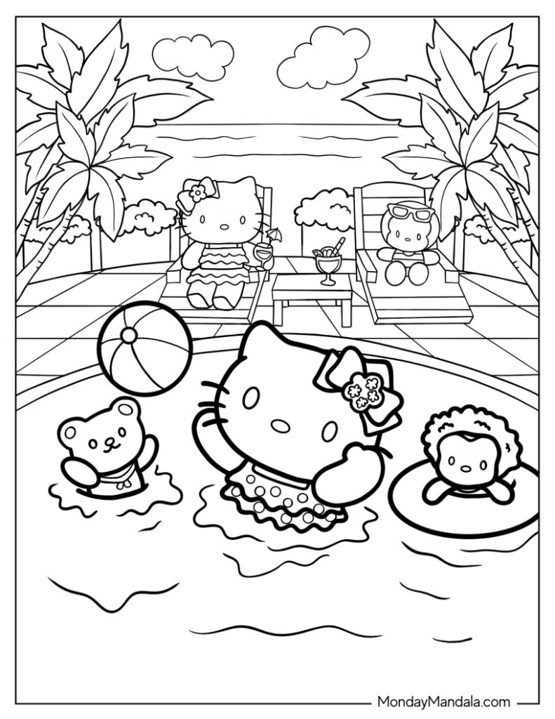 Hello kitty coloring pages free pdf printables