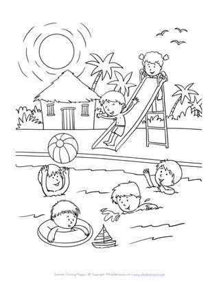 Fun at the pool coloring page summer coloring pages coloring pages coloring books