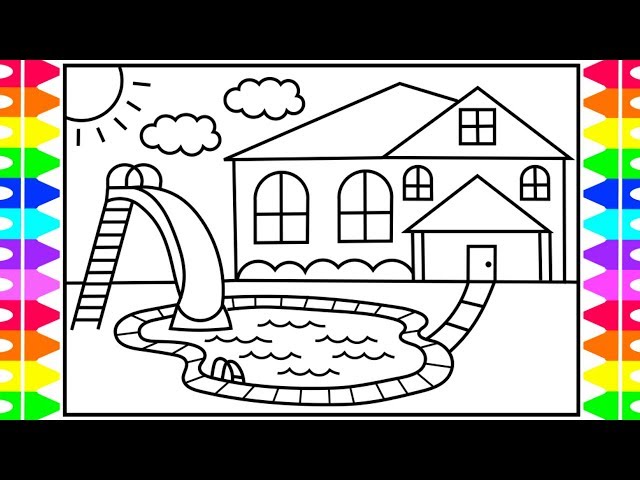 How to draw a swiing pool for kids ðswiing pool drawing swiing pool coloring pages for kids