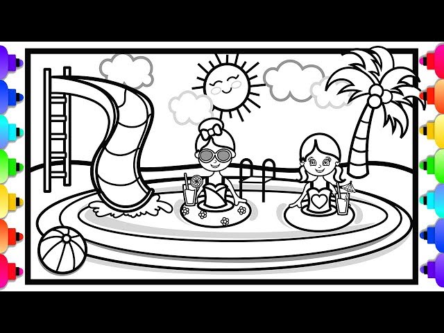 How to draw a swimming pool for kids ððpool partyððð swimming pool coloring pages