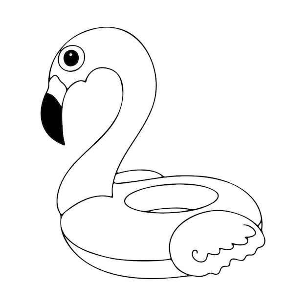 Premium vector vector doodle icon of an inflatable circle for swimming and in the form of a flamingo