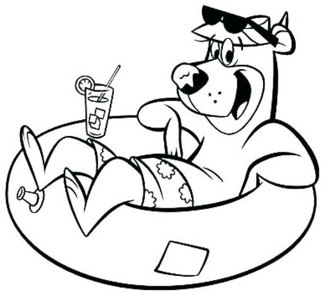 Yogi bear swim float coloring page bear coloring pages coloring pages free printable coloring pages