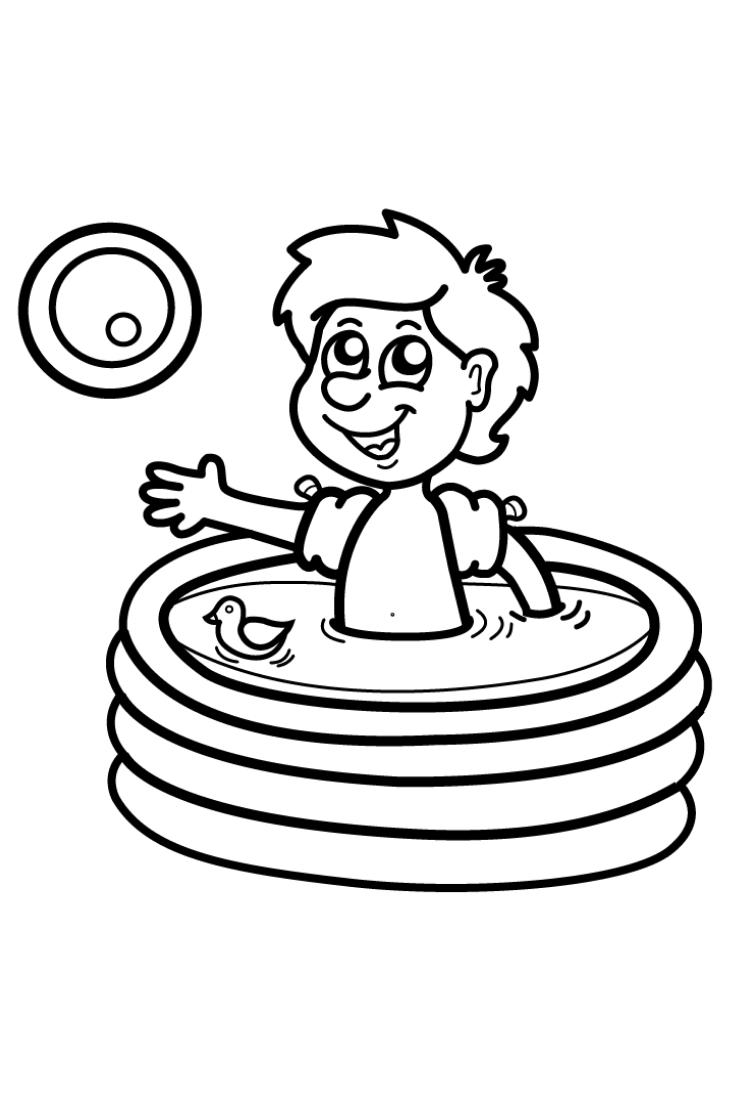 Inflatable pool water toys coloring pages for kids