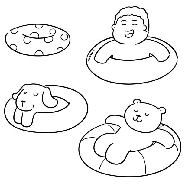 Dog pool float stock illustrations royalty