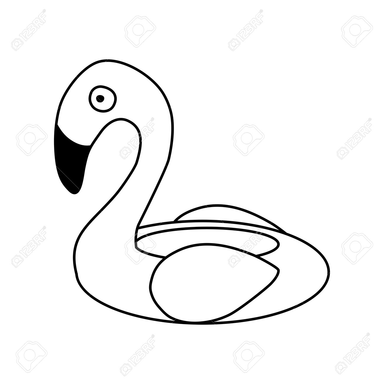 Flamingo inflatable ring for swimming pool or beach doodle style vector outline for coloring book royalty free svg cliparts vectors and stock illustration image