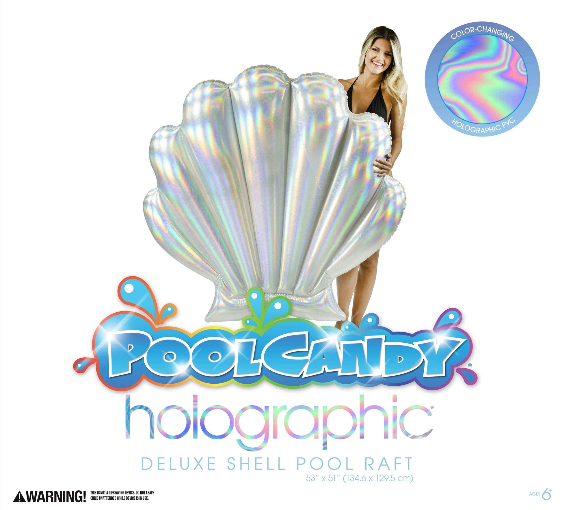 Holographic seashell pool float