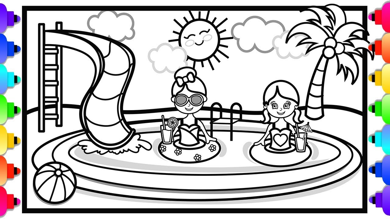 How to draw a swimming pool for kids ððpool partyððð swimming pool coloring pages