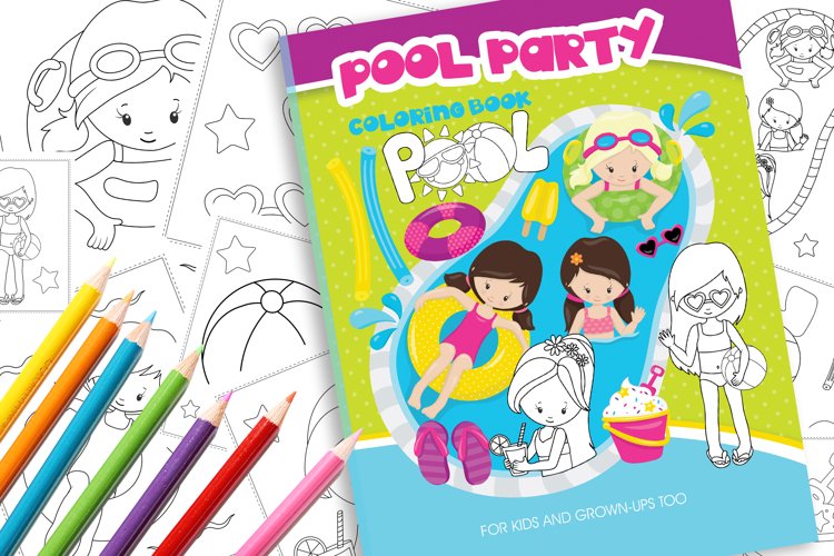 Pool party coloring book coloring pages colouring