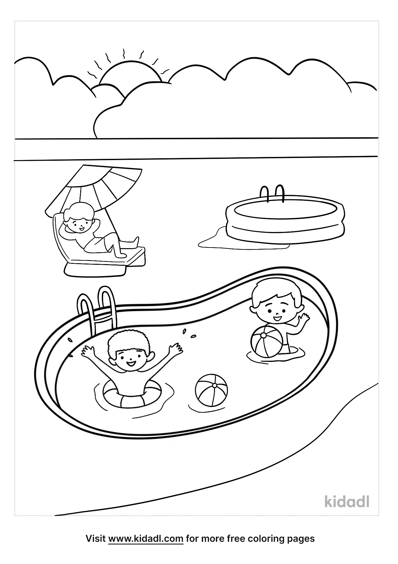 Free pool party coloring page coloring page printables