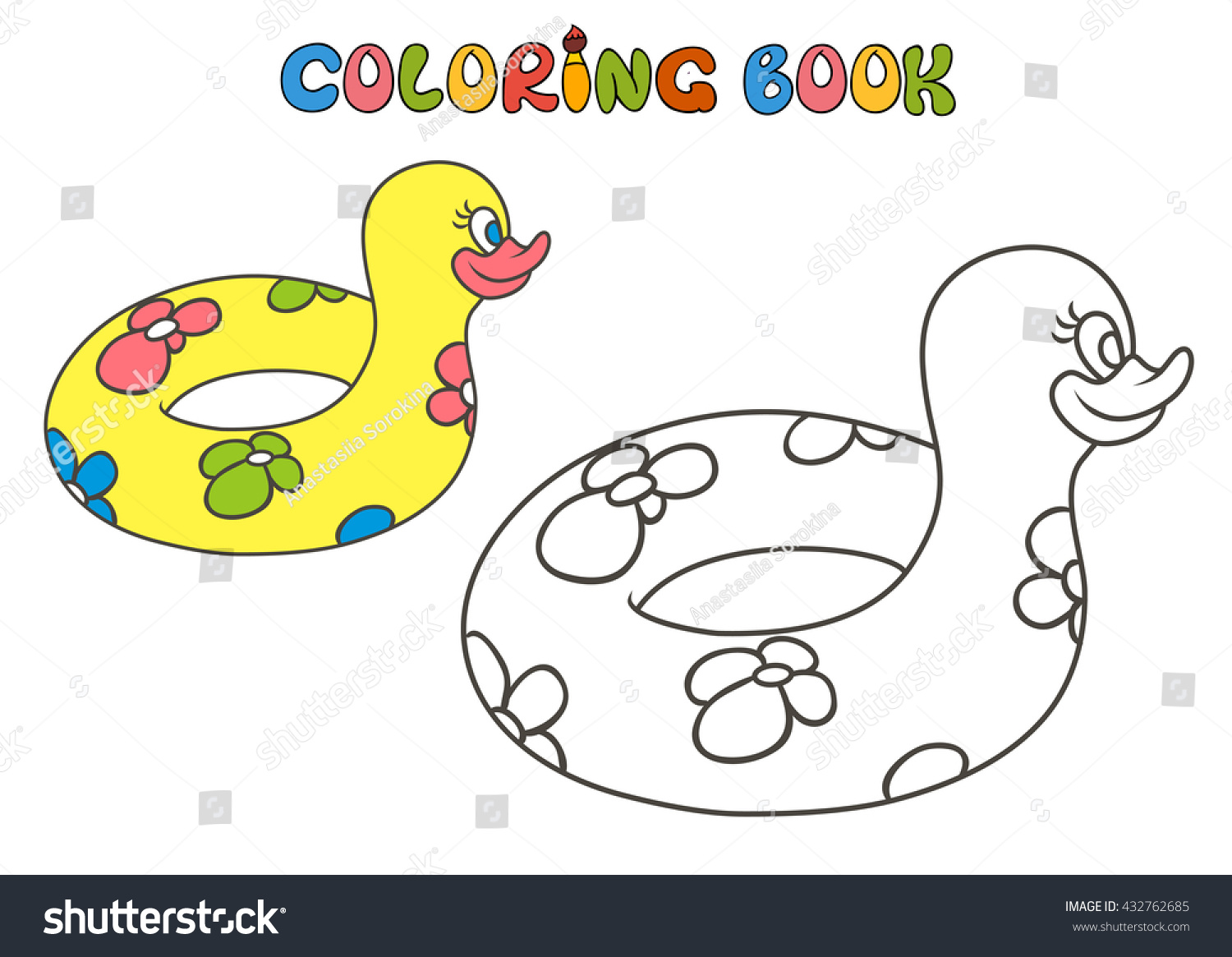 Coloring book vector illustration rubber duck stock vector royalty free