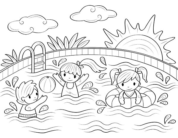 Free printable swimming pool coloring page download it at httpsmuseprintablesdownloadcoloring