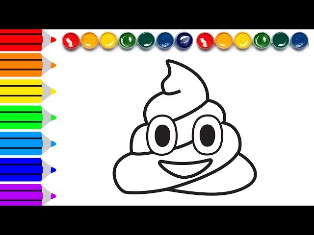 How to draw rainbow poop coloring pages drawing for kids learn to colors