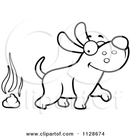 Cartoon clipart of a black and white stinky pile of poop character