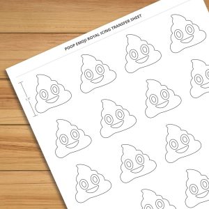 Poop emoji royal icing transfer design sizes jh web designer