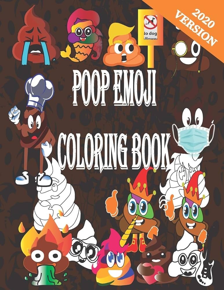 Poop emoji coloring book funny emoji poop coloring pages size inche by